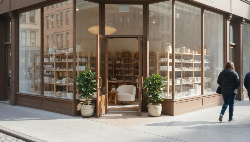 A bright shop front on a city corner